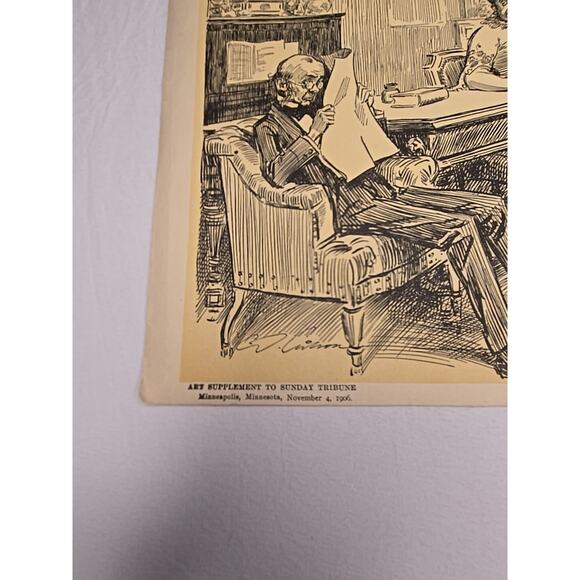 Antique 1906 Print Charles Dana Gibson Why She Didn't Get The Place Vintage Art - Picture 6 of 8